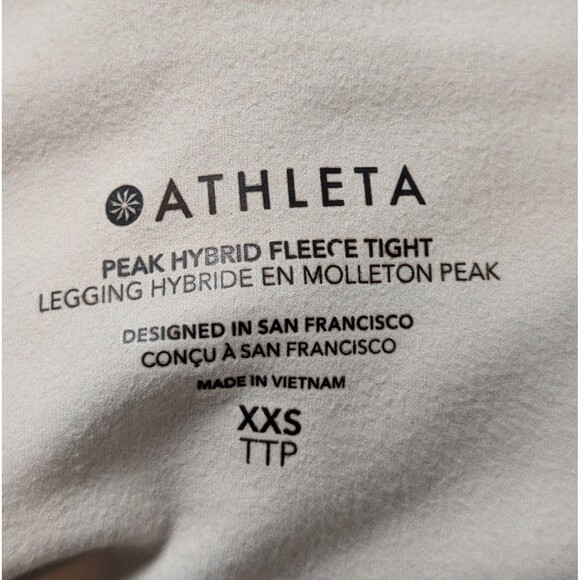 Athleta Peak Hybrid Fleece Size XXS Birch Grey Tight Winter Sport Pockets - Picture 7 of 11